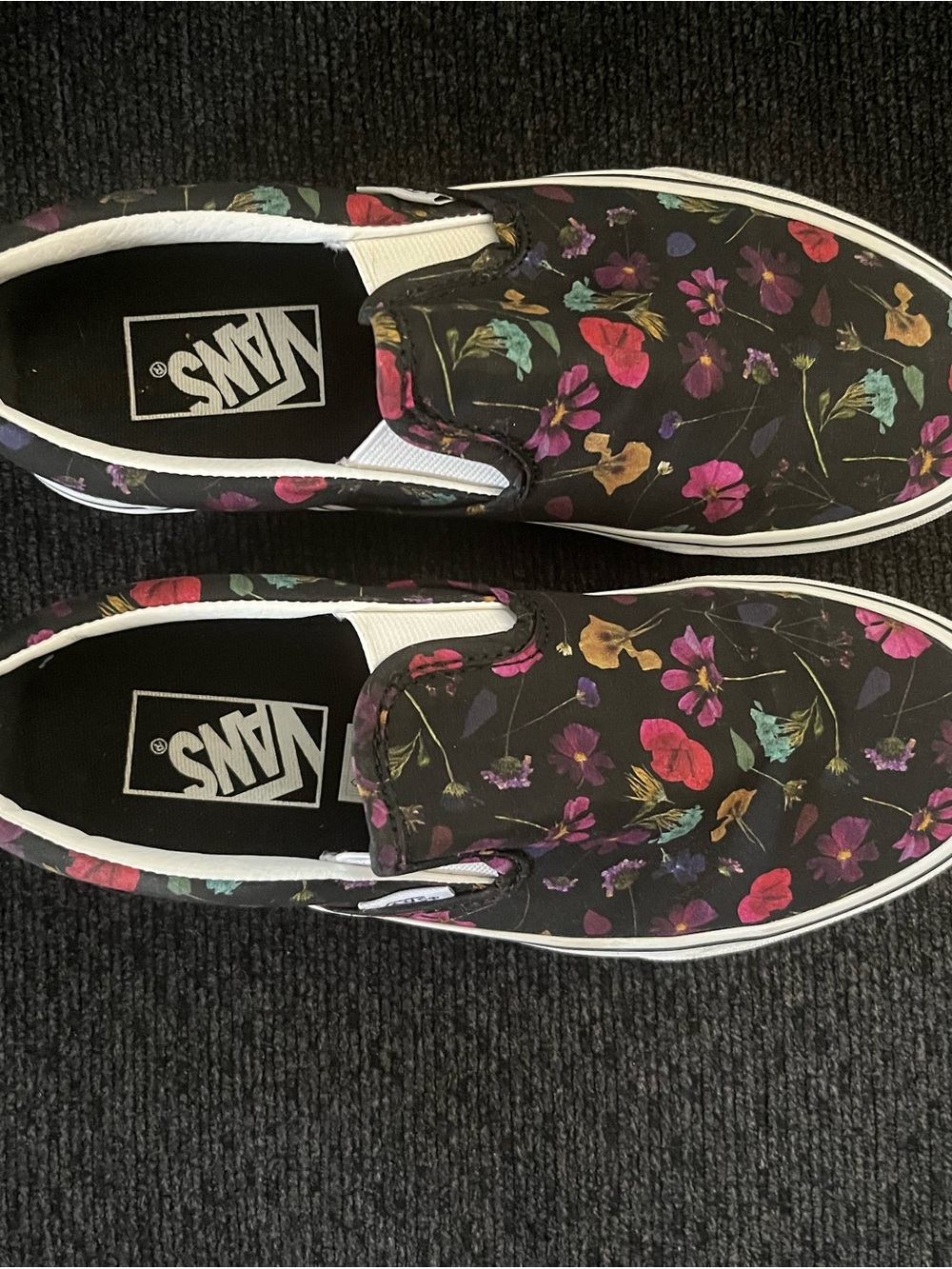 Vans Women’s Black Floral Slip-On Sneakers